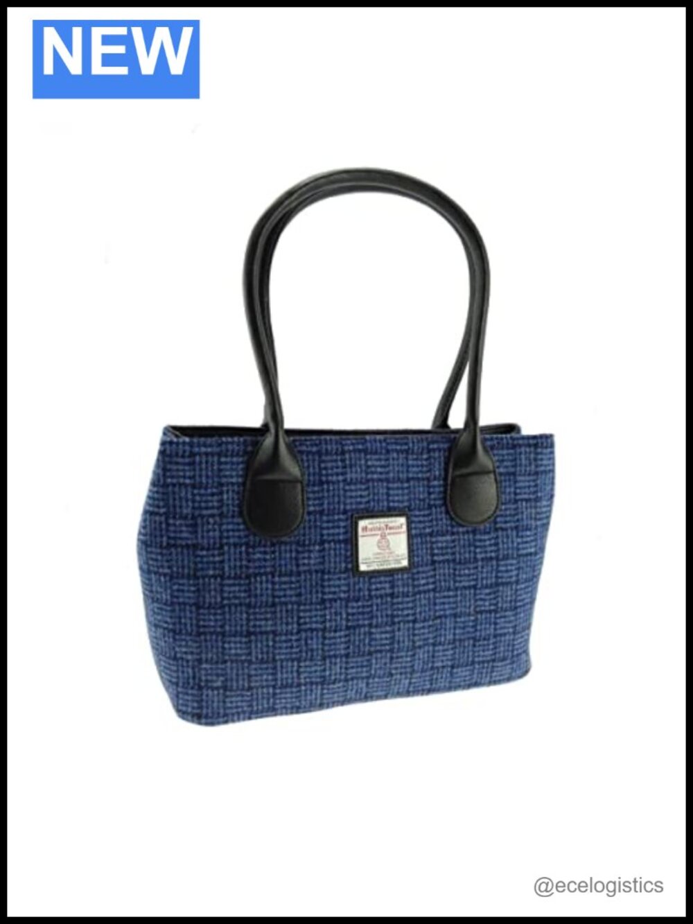 Ladies Large Harris Tweed Shoulder Handbag Tote with PU Trimmings